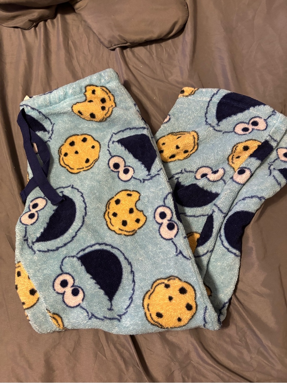 Sesame Street Cookie Monster Pajama Pants Blue Fleece - Size Medium
